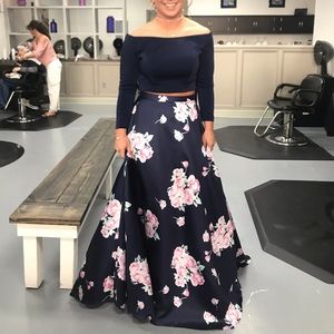 Sherri Hill style navy blue two piece dress size 8